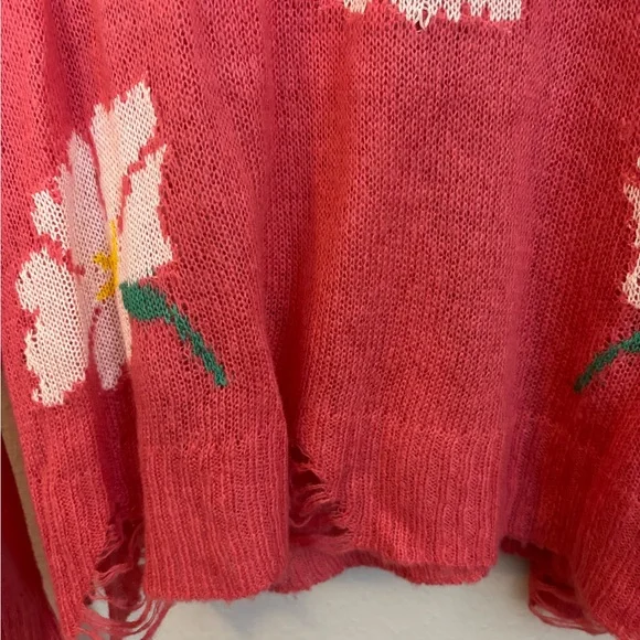Show Me Your Mumu Seco Sweater Lovey Floral Medium Boho Whimsical Distressed L - Picture 5 of 8